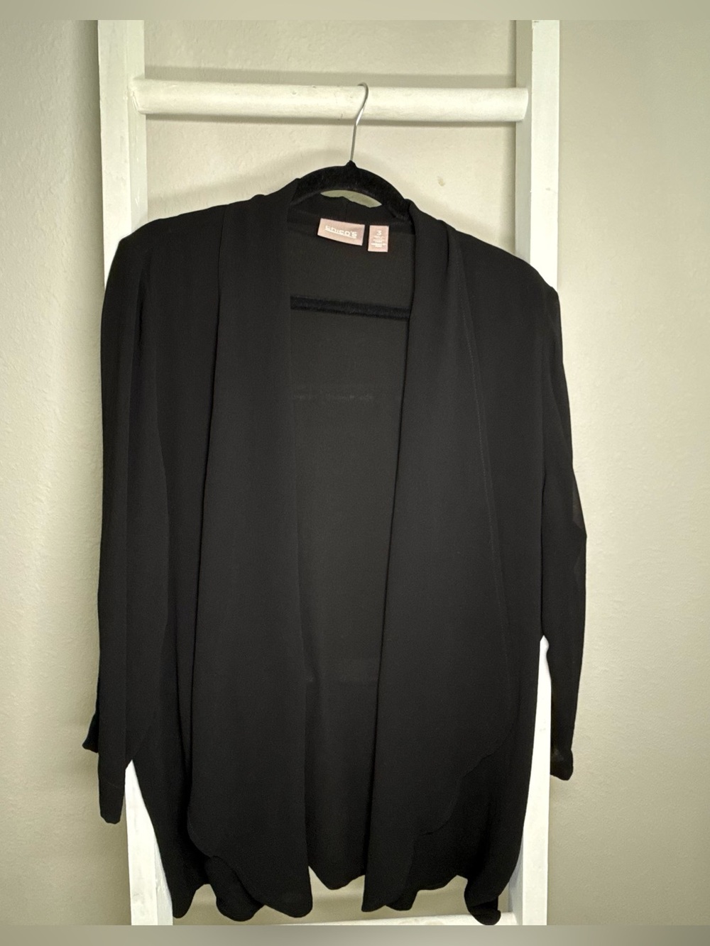 Chico's Black Open-Front Draped sheer shawl